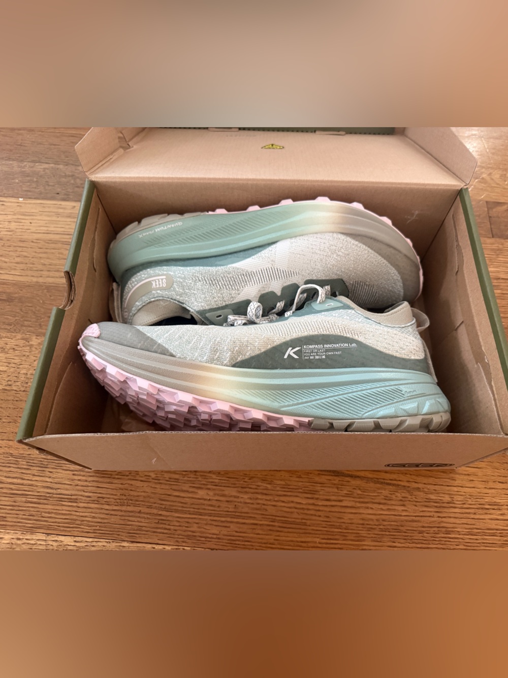 Keen Women's Sneakers in Mint Green and Light Pink Gradient